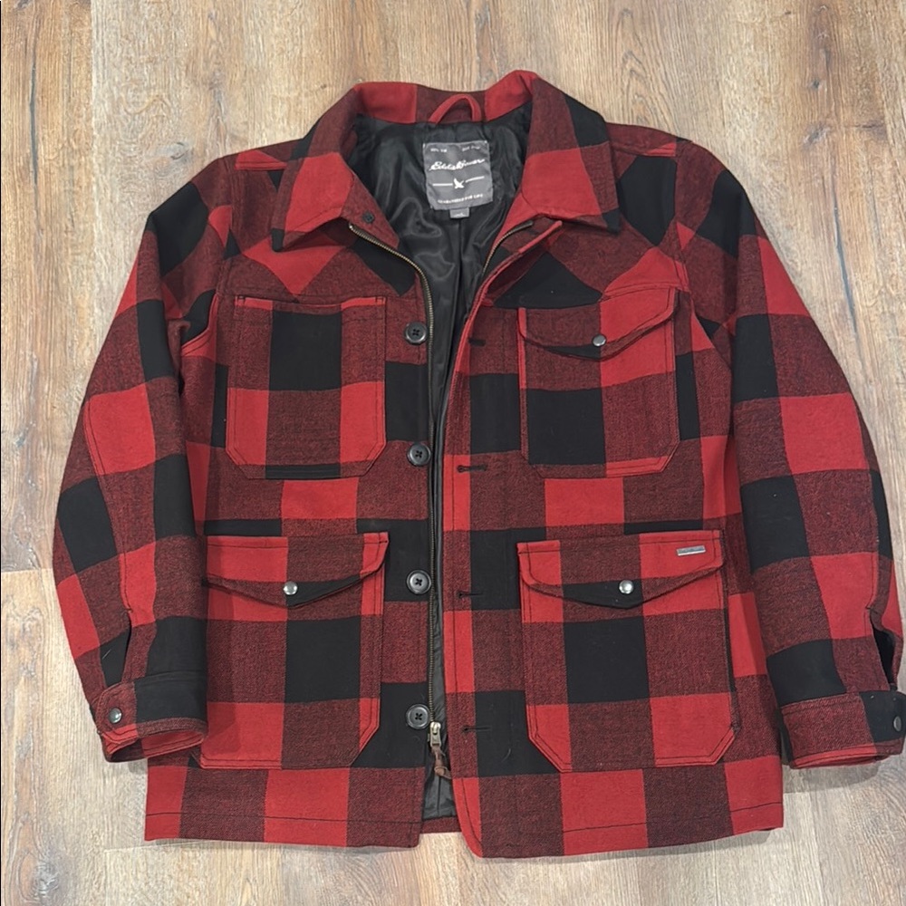 Eddie Bauer Large Red and Black Plaid Jacket